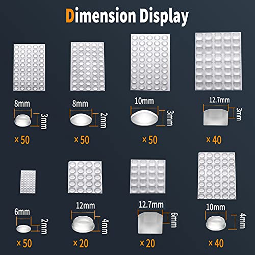 YEGUO Elastikpuffer, 320 Stück Gummipuffer, Schutzpuffer, transparente Möbelpuffer, selbstklebende Gummifüße, Gumminoppen, Geräuschdämpfungspads, Anschlagpuffer, 8 Größen