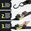 DC Cargo - Retractable Ratchet Strap, 2 Pack (2 inch x 10 feet) - Heavy Duty Tie Down Auto Retractable Ratchet Straps - Easy Self Contained Black Ratchet Strap Tie Downs for Trailers, Vehicles, Boat - Image 6