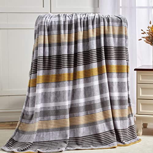 Image of Elegant Comfort Lightweight Printed Throw Blanket- All Season, Ultra Soft, Cozy and Plush- Decorative Throw Blankets, Perfect for Lounging, 50 x 70 inches, Brea Stripe, Throw Blanket
