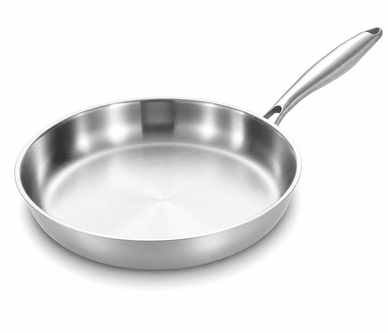 DELARLOCHEF Edelstahlpfanne, Unbeschichtete Bratpfanne für Induktion, Durchgehend 3-lagig, Backofenfest bis 400°C, Spülmaschinengeeignet