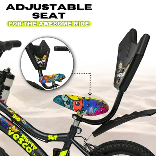 Image of VESCO BUD14T Kids Cycle for Boys & Girls, 14T Cycle for Kids with Balance Wheel, Back Rest & Rigid Fork |9 Inch Frame Size | Ideal for Ages 3-6 Years (Green /Black)