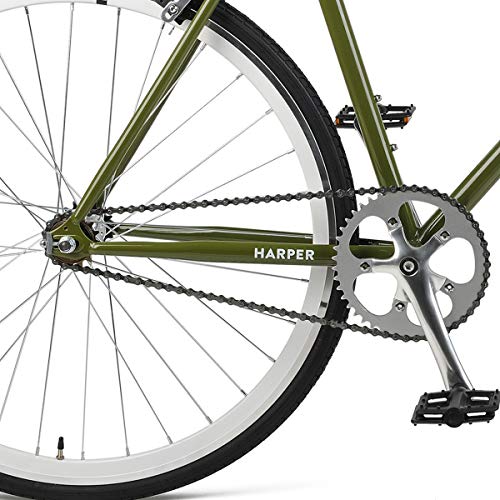 Retrospec Harper Single-Speed Fixed Gear Urban Commuter Bike, 60cm, xl, Retrospec Sage Green