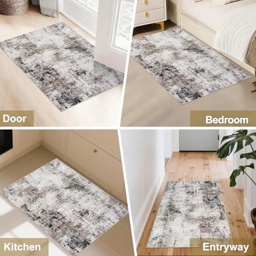 Tapis antidérapant lavable Homcomodar pour sécuriser le sol taupe - 7