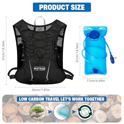 Image of Proberos 5L Hydration Backpack Vest with 2L Water Bladder, Quick Dry Nylon Mesh Pack for Men Women, Multi Pockets, Ultra Lightweight Fashion Outdoor Gear Hiking, Trail Running