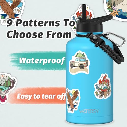 Image of 64oz Insulated Water Bottle (Cold for 48 Hrs),BPA Free&Leak Proof,Half Gallon Stainless Steel Water Flask,Water Jug with Straw Spout Lids for Gym,Hiking,Camping,Sky Blue