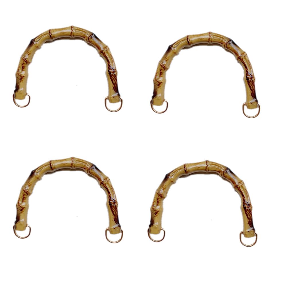 Asas de bolso de bambú natural en forma de U para repuesto de bolsos de ganchillo, 8 piezas