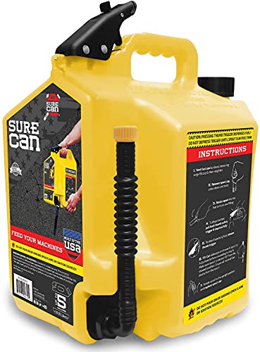 Surecan 5 Gallon Self Venting Diesel Fuel Can Container with 180 Degree Rotating Nozzle, Thumb Trigger Flow Control, & Child Safe Fill Cap, Yellow #1