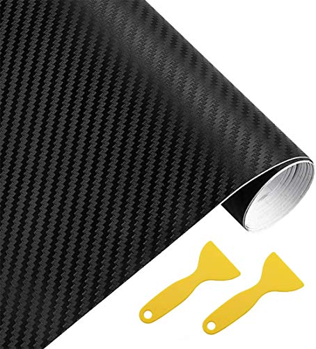 Rollo de papel de vinilo de fibra de carbono 3D, 30 cm x 152 cm, rollo de papel de envoltura de PVC negro mate, impermeable y sin burbujas, interior del coche de bricolaje, efecto 3D de motocicleta