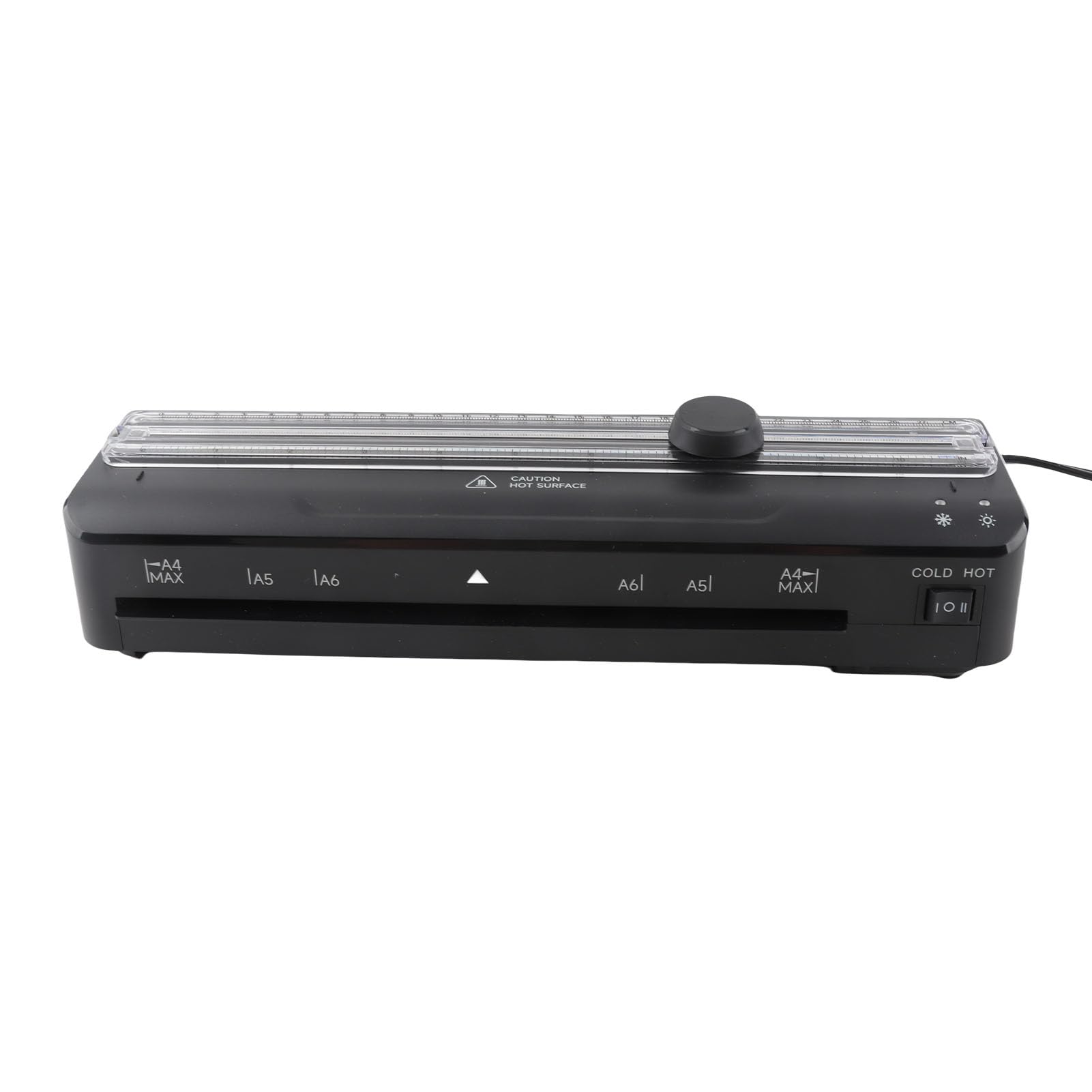 Kompaktowy laminator A4 z obcinaczem skali i kwarcowym drutem grzejnym do zdjęć i dokumentów, prędkość 320 mm na minutę, szerokość wejścia 230 mm, wtyczka EU AC 220–240 V,
