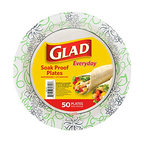 Glad 8 12-Inch Round Paper plates 50 Count Pack of 1 Whimsical Floral