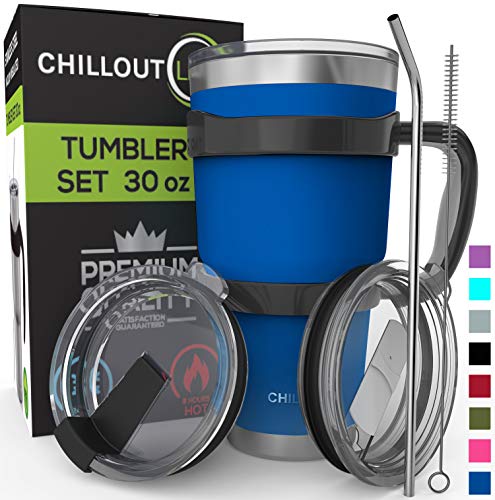 Stainless Steel Travel Mug with Handle 30oz - 6 Piece Set. Tumbler