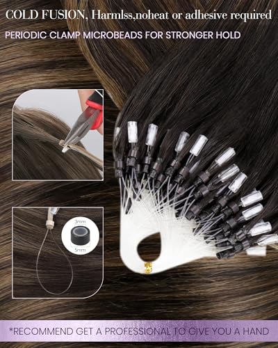 Micro Link Extension Cheveux Vrai Ombre Balayage Marron #2/8/2 - 3