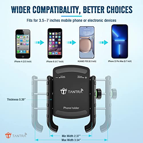 Image of TANTRA S33A Bike Motorcycle Phone Mount, Universal 360Rotation Adjustable Bicycle Phone Holder,Motorcycle Handlebar Mount Fits for iPhone 11 Pro Max /XR /XS Max /8 /7 / 6 /6s Plus, Galaxy S9 /S9 Plus