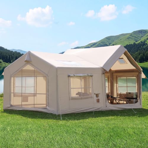 Image of ABORON Inflatable Camping Tent, 4 /6 /8 /10 /12 Person Easy Setup Blow Up Tent with Hand Pump, PU3000mm Waterproof 4 Season Glamping Tent for Outdoor Camping