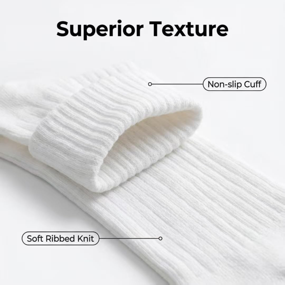 5-Pack Premium Cotton Crew Socks - Classic Vertical Striped Solid Casual Socks