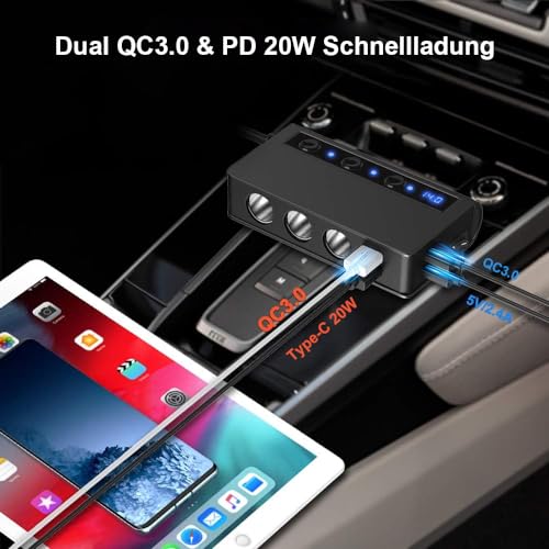 Zigarettenanzünder-Verteiler mit USB-Anschlüssen und Schnellladung