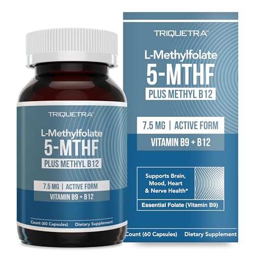 L Methylfolate 7.5mg plus Methyl B12 - Active 5-MTHF Form, MTHFR Supplement - Bloodstream Ready...