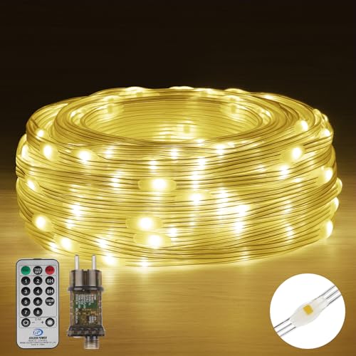 Lichterkette aussen 10M, 100LED 8Modi Lichterkette Weihnachtsbaum IP67...