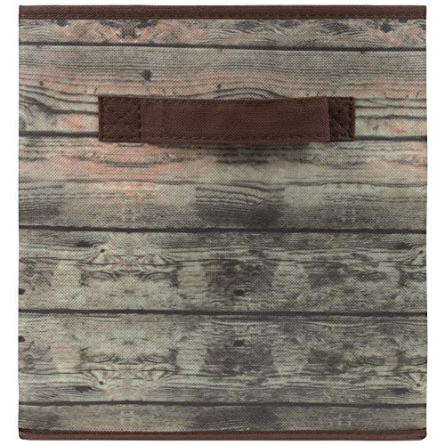 Sorbus Foldable Storage Cube Basket Bin, Rustic Wood Grain Print, 4-Pack (Rustic Bin - Brown) #TOP7