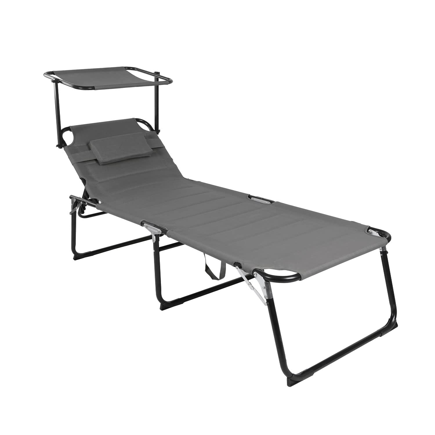 Mojawo XXL Komfort Gartenliege Sonnenliege Relaxliege Liege Aluminium mit Kissen gepolstert klappbar L200xB70xH45/95cm Belastbar bis 150kg, Farben:Grau