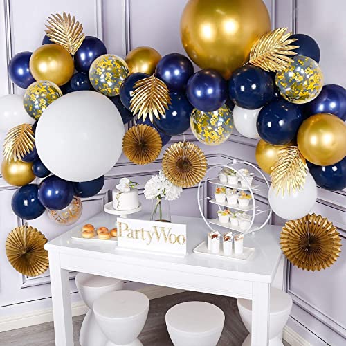 Image of CANREVEL 127pcs Navy Blue Gold Balloons Garland Kit White Gold Confetti Balloons Arch Kit for Birthday Party Baby Shower Wedding Graduation Prom Decorations