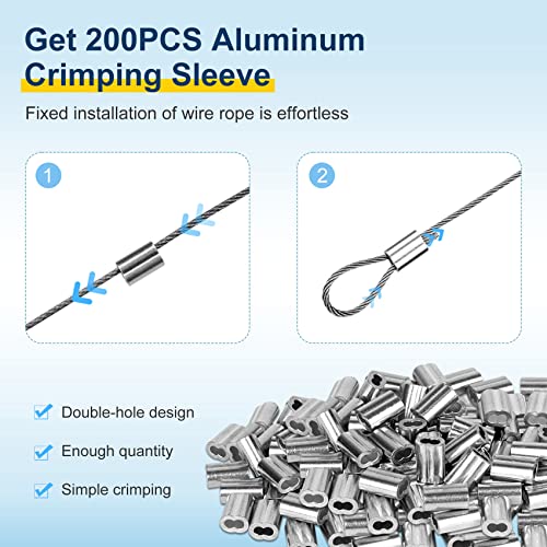 1/16 Wire Rope, 600FT Stainless Steel Cable, 304 Steel Wire with 150Pcs Crimping Sleeves, 7x7 Strand Core, 368 lbs Breaking Strength Perfect for Outdoor,Yard,Garden or Crafts by Micnce - Image 3