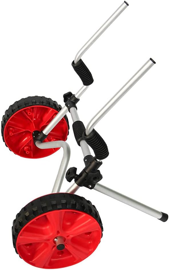 LANGWEI Canoe Kayak Trolley, Aluminum Sit on Top Kayak Cart Carrier, Portable Lightweight Foldable Wheels Beach Cart for Kinds of Kayaks and Canoe with Plug Holes