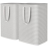 Lifewit 2 Pack Laundry Hamper Large Collapsible Laundry Baskets, Freestanding Waterproof Clothes Hamper with Easy Carry Handles in Laundry Room Bedroom Bathroom College Dorm for Adults, Grey, 2 x 80L
