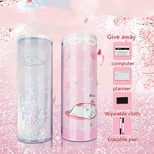 Preisvergleich Produktbild JKFXMN Newmebox Federmäppchen Quicksand Estuche Escolar Katze Bleistiftbox Pailletten Federmäppchen Federmäppchen Papelaria, Pink