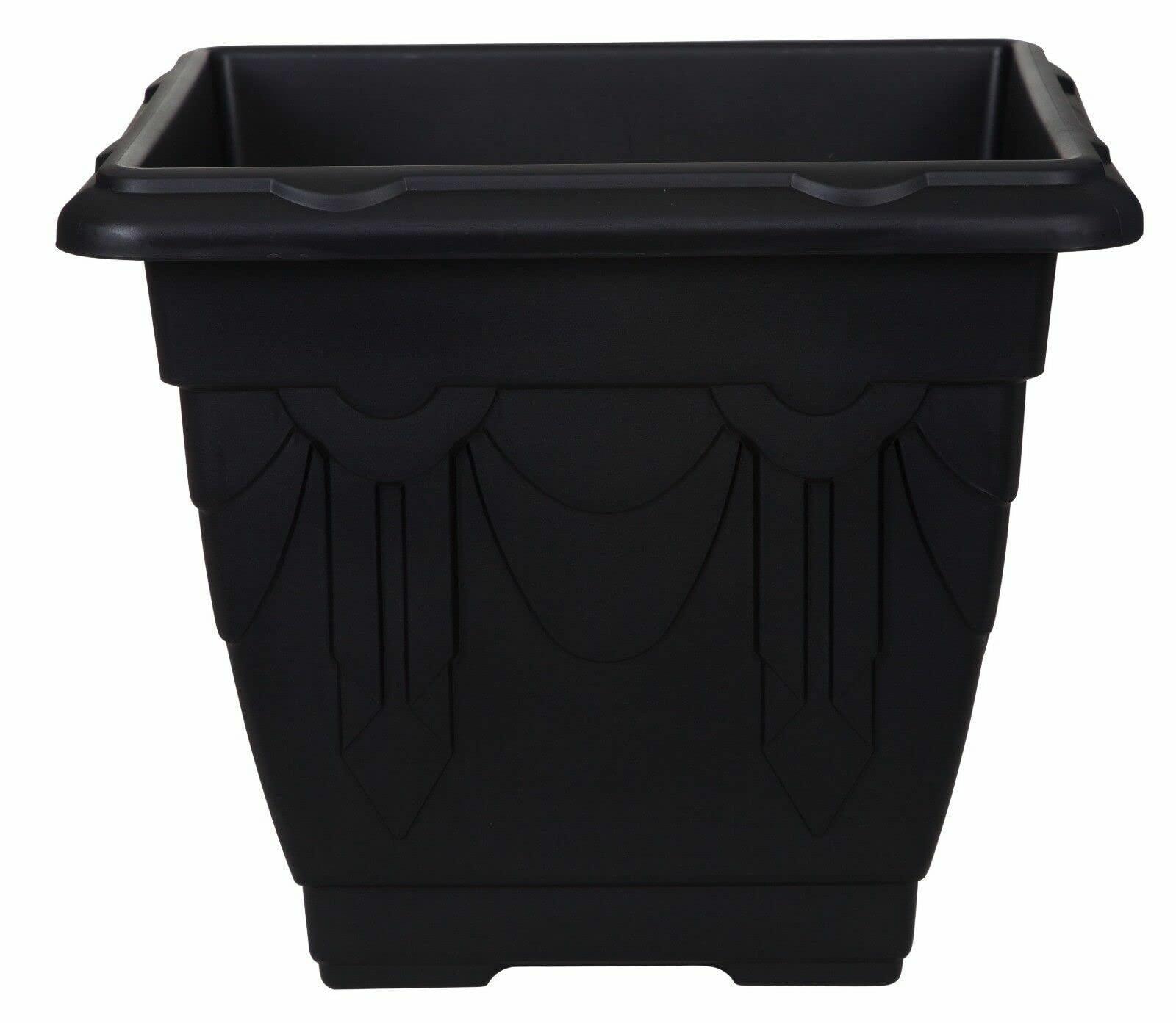 HOMION 41cm Square Flower Pots Venetian Plastic Garden planter pot container (Black) (1x)