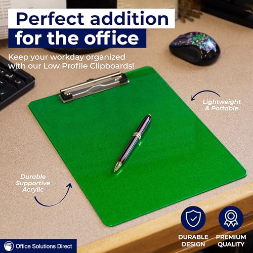 Office Solutions Direct RED_ACRYLIC_CLIPBOARDS Plastic Clipboards With Low Profile Clip Set Of 6-12.5 X 9 Inch Multi Color Plastic Clipboards Bulk thumb #4