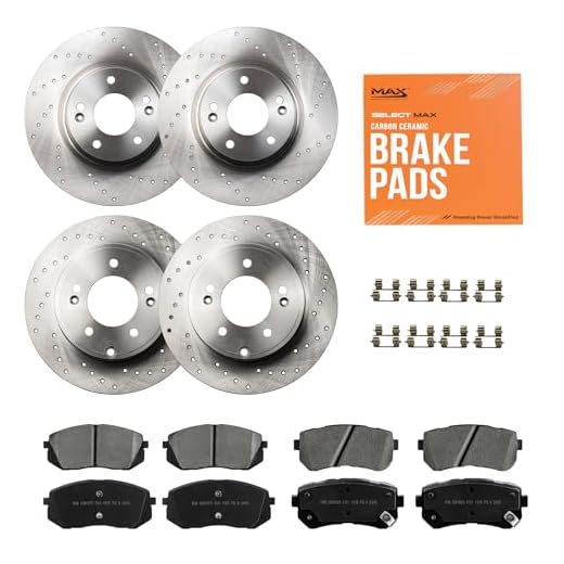 Max Advanced Brakes StyleMAX Front & Rear Brake Kit | Fits 2015-2019 Hyundai Sonata; 2016-2020 Kia Optima | Brake & Rotor Kit for Daily Performance | Cross-Drilled Rotors & Ceramic Brake Pads