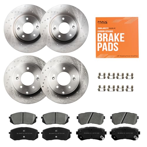 Image of MAX Advanced Brakes - Brake Kit For 2015-2019 Hyundai Sonata, 2016-2020 Kia Optima (12.01 inch Dia Front Rotors)| Carbon Ceramic Brake and Rotor Kit Front and Rear| Cross-Drilled Brake Rotors