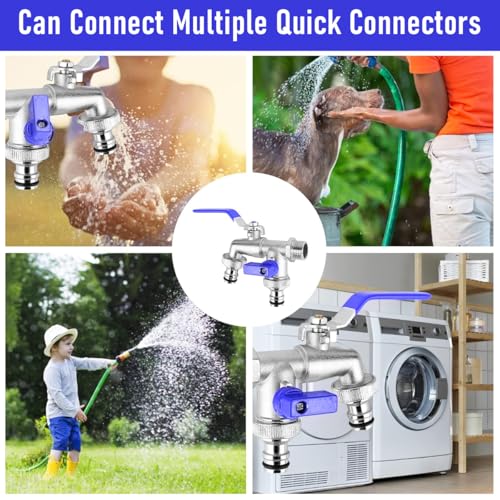 Image of HASTHIP Double Valve Water Tap, Dual Outlet Tap with Divided Valve Control Heavy Duty Zinc Alloy Tap