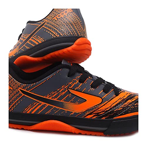 Chuteira Topper, Recreio V, Infantil, Chumbo/Preto/Laranja neon, 28