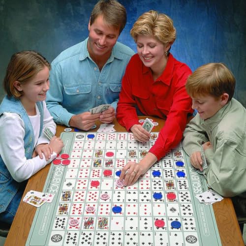 Image of Awestuffs Jumbo Sequenc Board Game with Foldable Mat - Fun Outdoor & Indoor Party Game - Includes 2 Decks of Cards - 2 to 12 Players