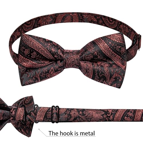 Corbatín preanudado para hombre en seda con diseño Paisley miniatura 5