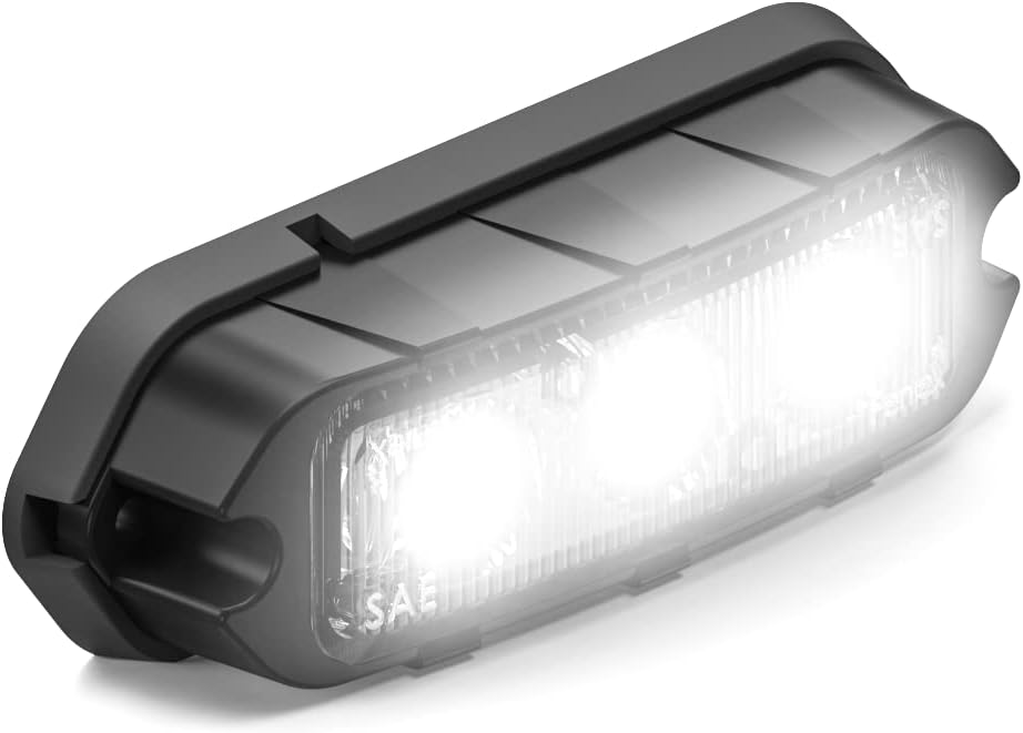 - Feniex T3 Surface Mount | White | Compact, 14 Flash Patterns | 3 LEDs, Super Bright 3 Watt LEDs, SAE Class 1 | Emergency Warning Lights