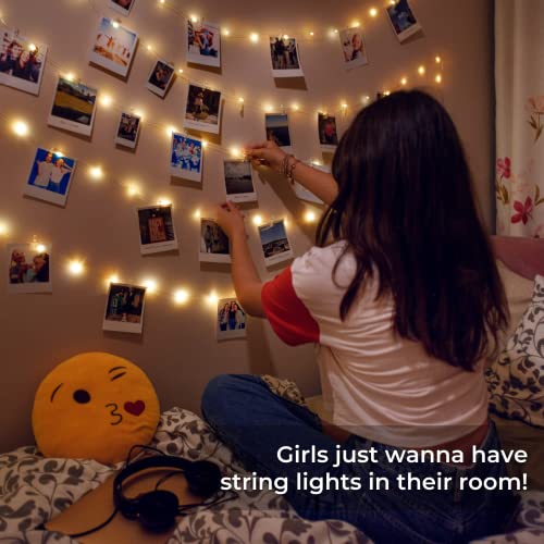 Mind-Glowing Photo Clips String Light - Fairy Lights For Bedroom Wall (16.4Ft), 50 Clips For Hanging Pictures - Teenage Gift For 10 11 12 13 Year Old Girl, Room Decor For Teen Girls, Led Twinkle Light #TOP6