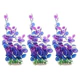 PENIKOKO 3 Piezas Plantas Acuáticas Artificiales Decorativas para Acuario Césped Plástico Realista con Vibrantes Compatible con Agua Dulce y Salada para Paisaje Subacuático