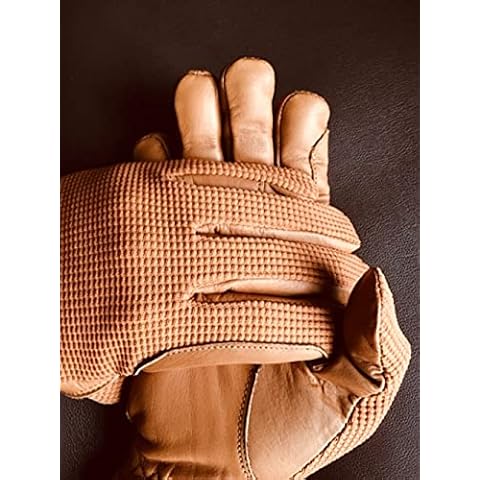 Sulkhanz GENTS Horse Riding MEN'S Gloves Equestrian Real Leather & Cotton Premium Quality in TAN (Large) Cover
