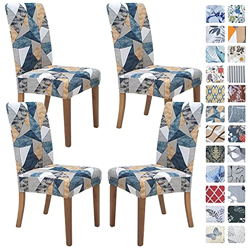 Image of SPRINGRICO Chair Covers for Dining Room Set of 4, Stretch Dining Chair Cover, Washable Spandex Kitchen Parsons Chair Slipcovers, Removable Seat Protector for Home or Party (4 Pack, Lucid Dream)