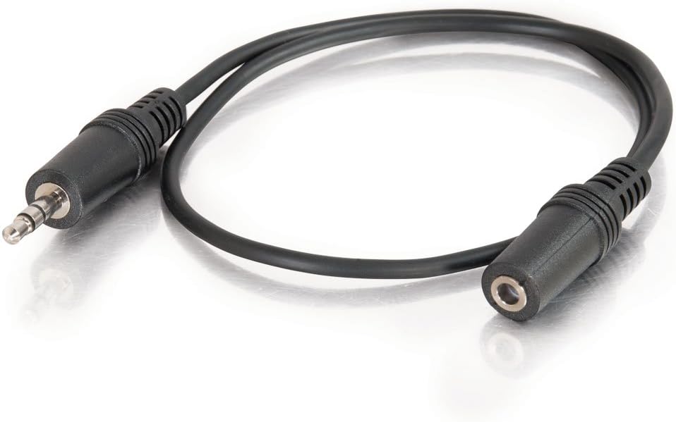 C2G 40405 3.5mm M/F Stereo Audio Extension Cable, Black (1.5 feet, 0.45 Meters)