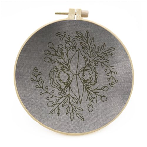 Image of Meecaa Love Flower Embroidery Kit Starter Set, Hand Embroidery Set,Pattern Printed Cross Stitch Set for Beginner Adults, with Embroidery Hoop and Instructions (Love)