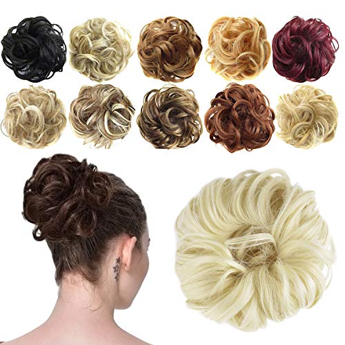 FESHFEN Extension per Chignon Coda di Cavallo con Capelli Mossi Ricci Disordinato Panino Capelli Elastico Chignon Coda di Cavallo per Ragazza Donne
