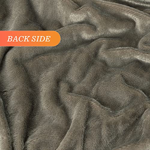 Toonow Extra Soft Fuzzy Faux Fur Throw Blanket 50"X60", Reversible Lightweight Fluffy Cozy Plush Comfy Microfiber Fleece Decorative Shaggy Blanket For Couch Sofa Bed, Dark Brown #TOP5