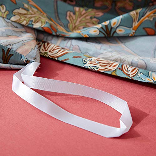 VM VOUGEMARKET Green Flower Duvet Cover Set Twin,Aesthetic Boho Bedding Set Percale Cotton Royal Floral Comforter Cover with Zipper Closure