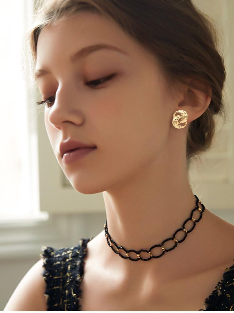 Love Knot Mixed Metal Stud Earrings for Women Chunky Gold and Chunky Silver Earrings 18K Gold Plated Silver Plated Jewelry Gifts - Image 7