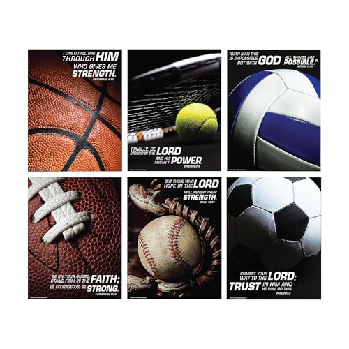 Fun Express 16" x 20 3/4" Religious Sports Bible Verse Poster Set - 6 Pieces