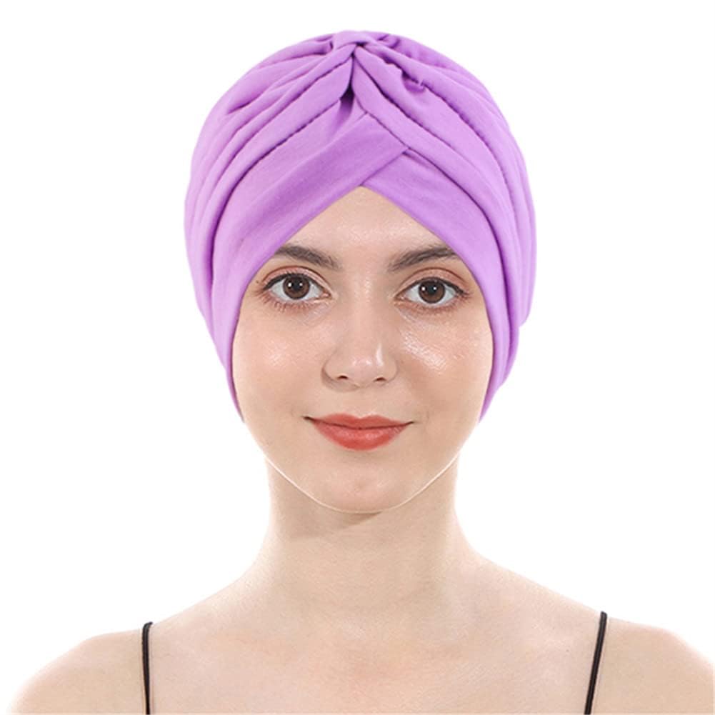 Turbans for Women Soft Turban Head Wrap Headwear Pleated Beanie Cap Hair Loss Hat (UK, Alpha, One Size, 10)